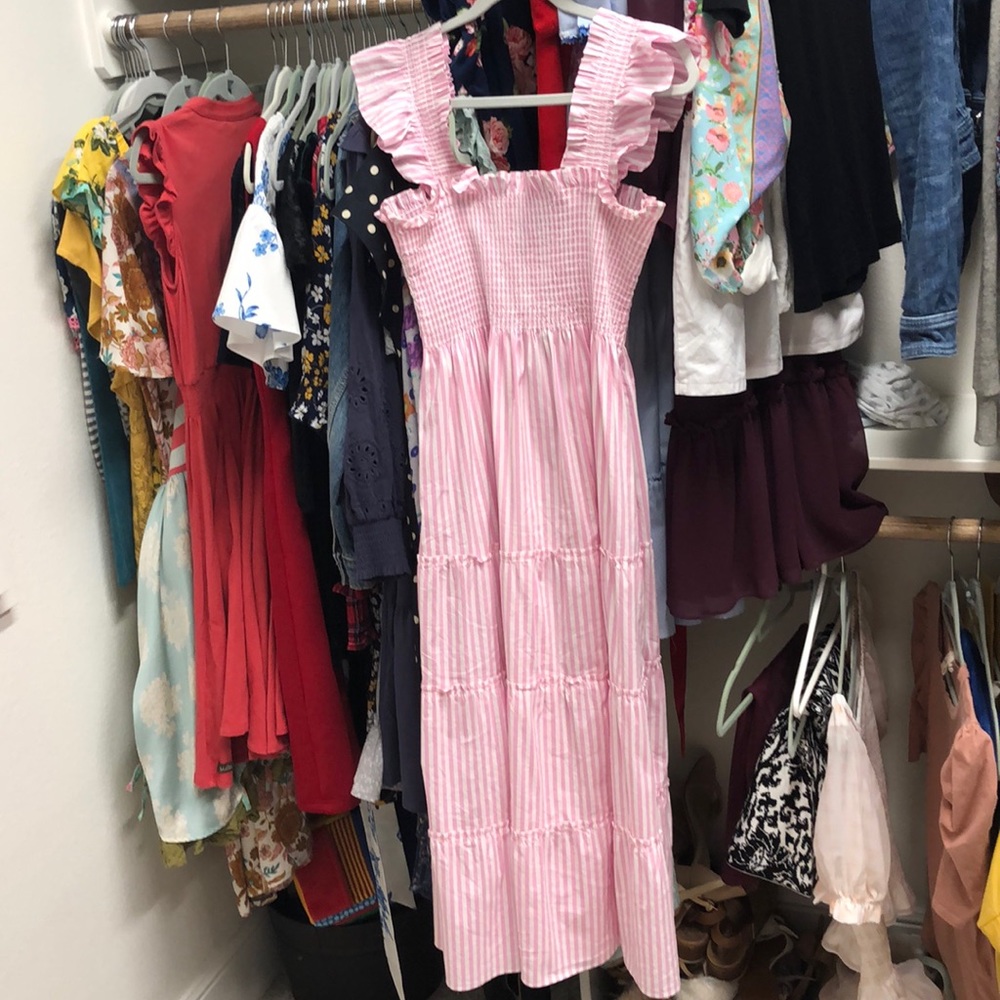 EUC Hill house home Ellie bubblegum pink white stripe dress size small